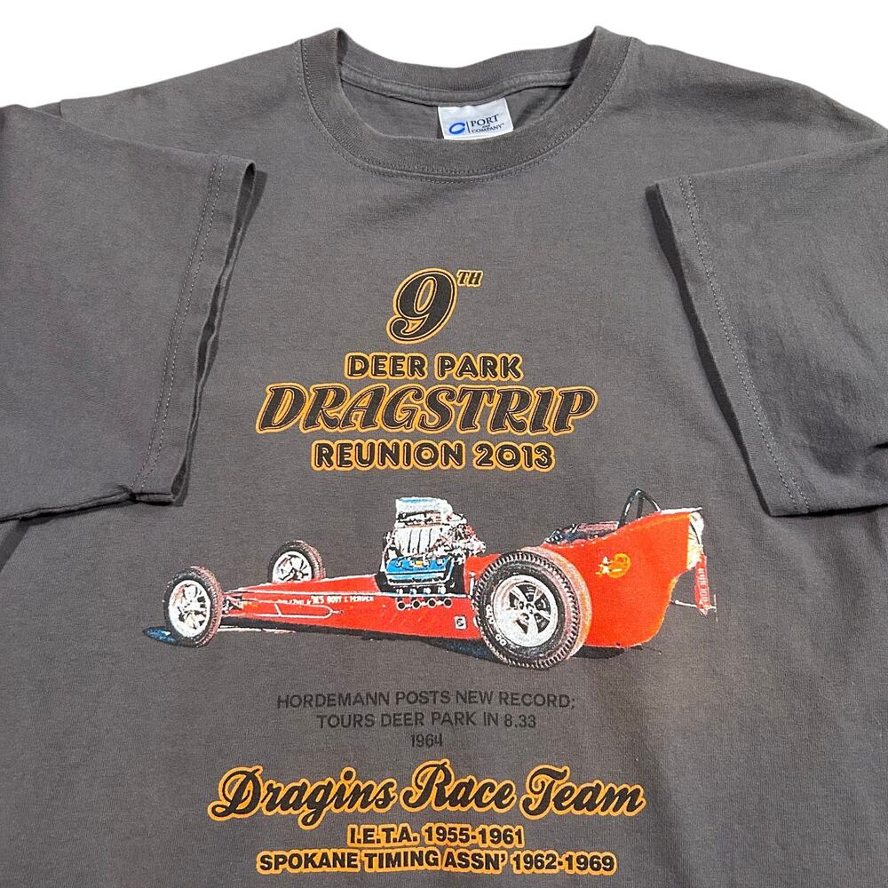 Y2K Dragstrip Drag Racing Car Graphic T-Shirt Mens Size Large Vintage Style